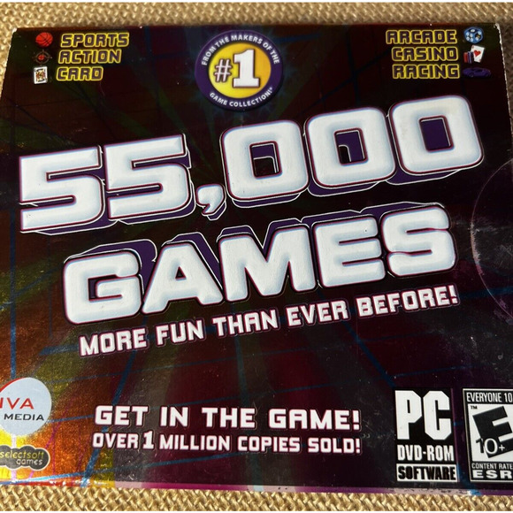 55,000 Games PC CD-Rom Windows Sports Action Arcade Racing Games Compilation - Picture 1 of 8